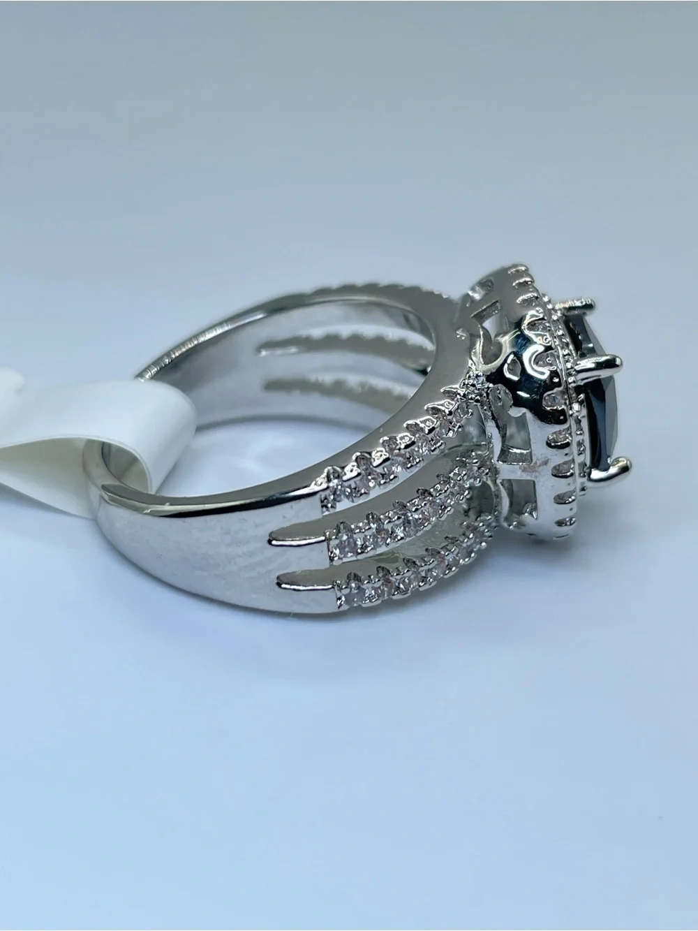 Swarovski Crystal Elements Deep Black Swarovski Element Halo Statement Ring Sz 7